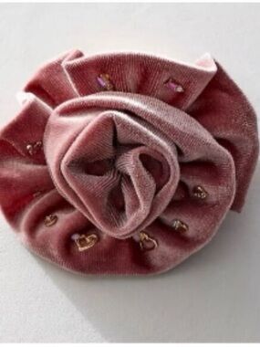 Free People gold tone earring set on PinkVelvet Rose Brooch NWT